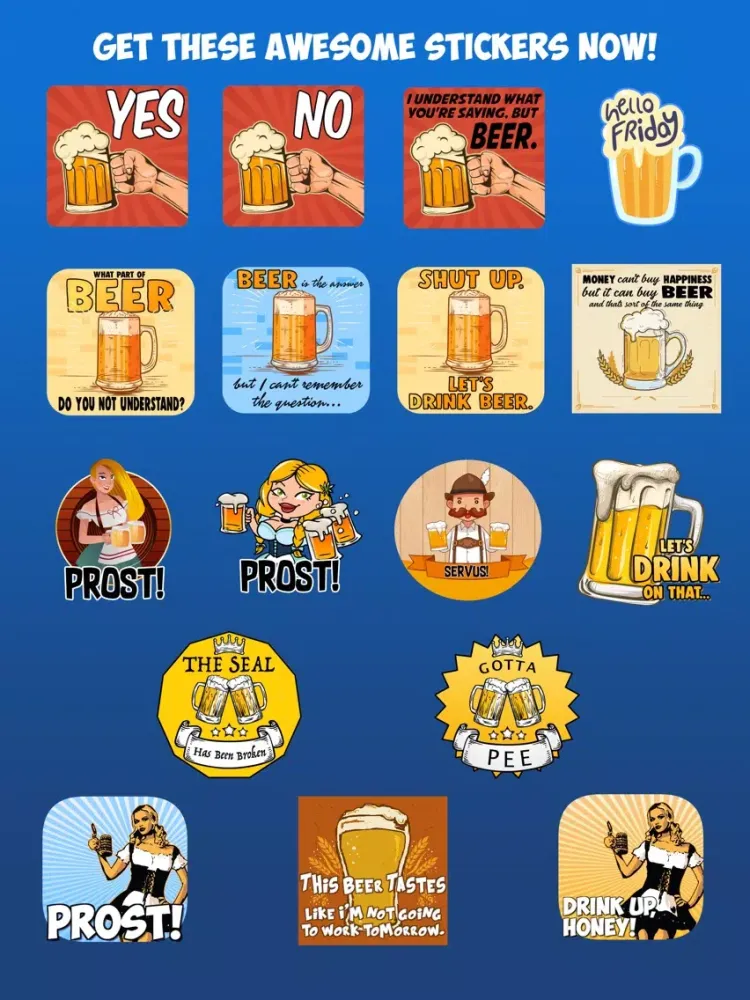 Beer Drinker Stickers iPad  स्क्रीनशॉट