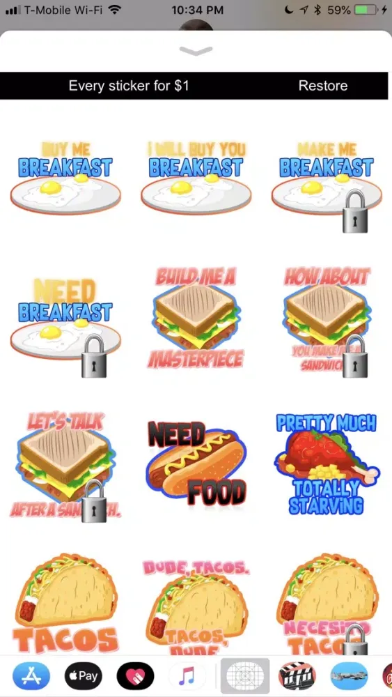 ภาพหน้าจอของ Hunger Stickers