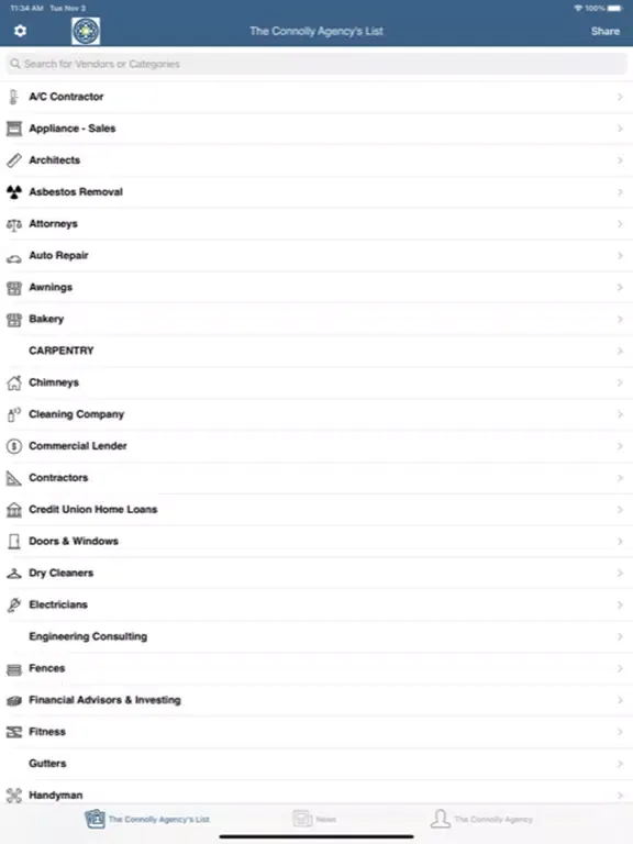 Tangkapan layar The Connolly Agency iPad 