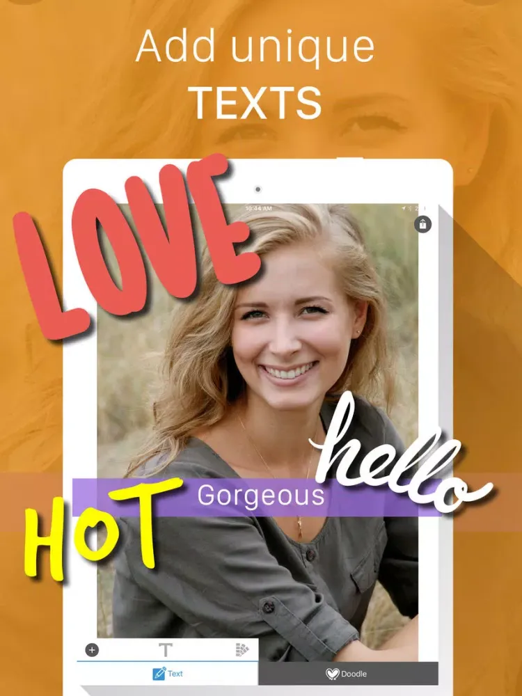 Snap Cam - Create photo with text caption in multicolor for Snapchat iPad  Screenshots