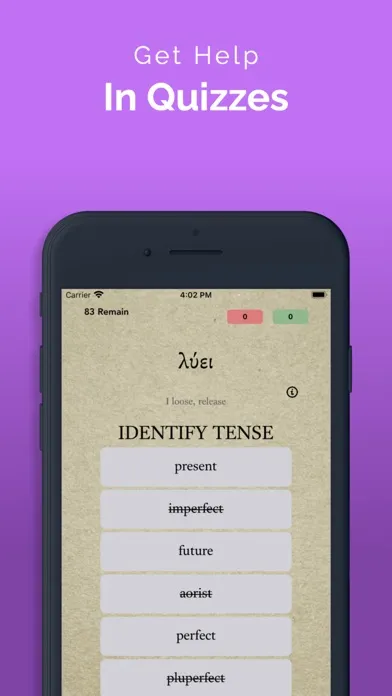 ParseGreekLITE- Greek Quizzing سکرین شاٹس