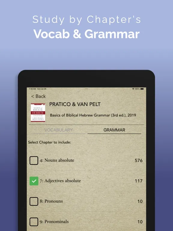 Ảnh chụp màn hình của ParseHebrew - Hebrew Quizzing iPad 