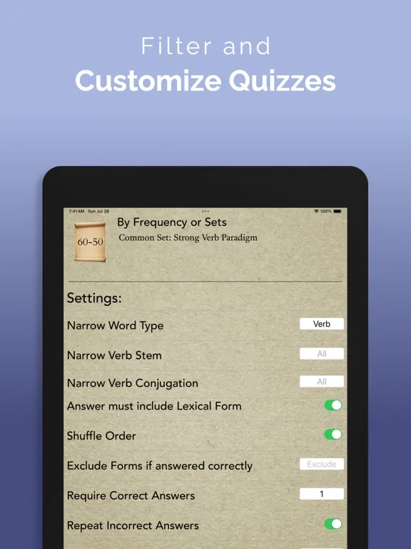 Ảnh chụp màn hình của ParseHebrew - Hebrew Quizzing iPad 
