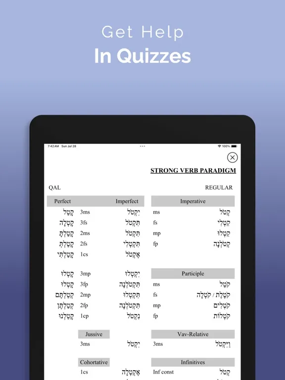 Ảnh chụp màn hình của ParseHebrew - Hebrew Quizzing iPad 