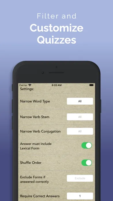 Ảnh chụp màn hình của ParseHebrew - Hebrew Quizzing