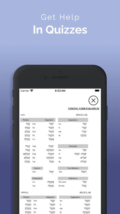 Ảnh chụp màn hình của ParseHebrew - Hebrew Quizzing