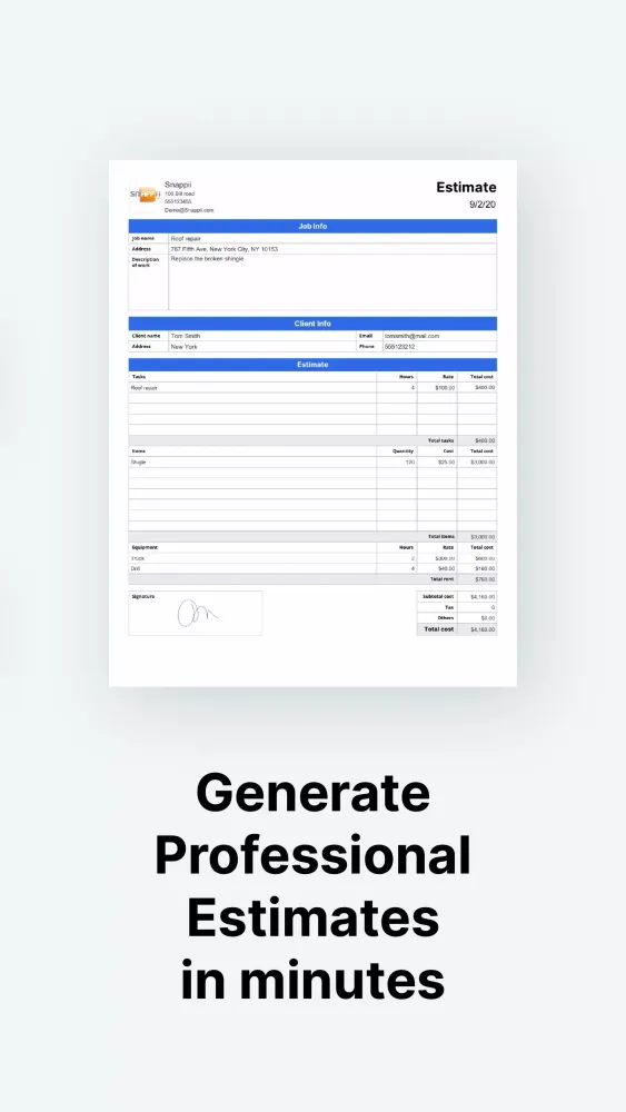 Job Estimates & Invoices Screenshots