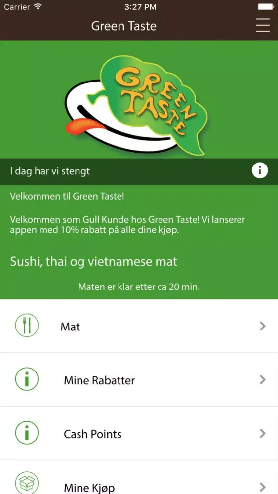 Capturas de tela do Green Taste
