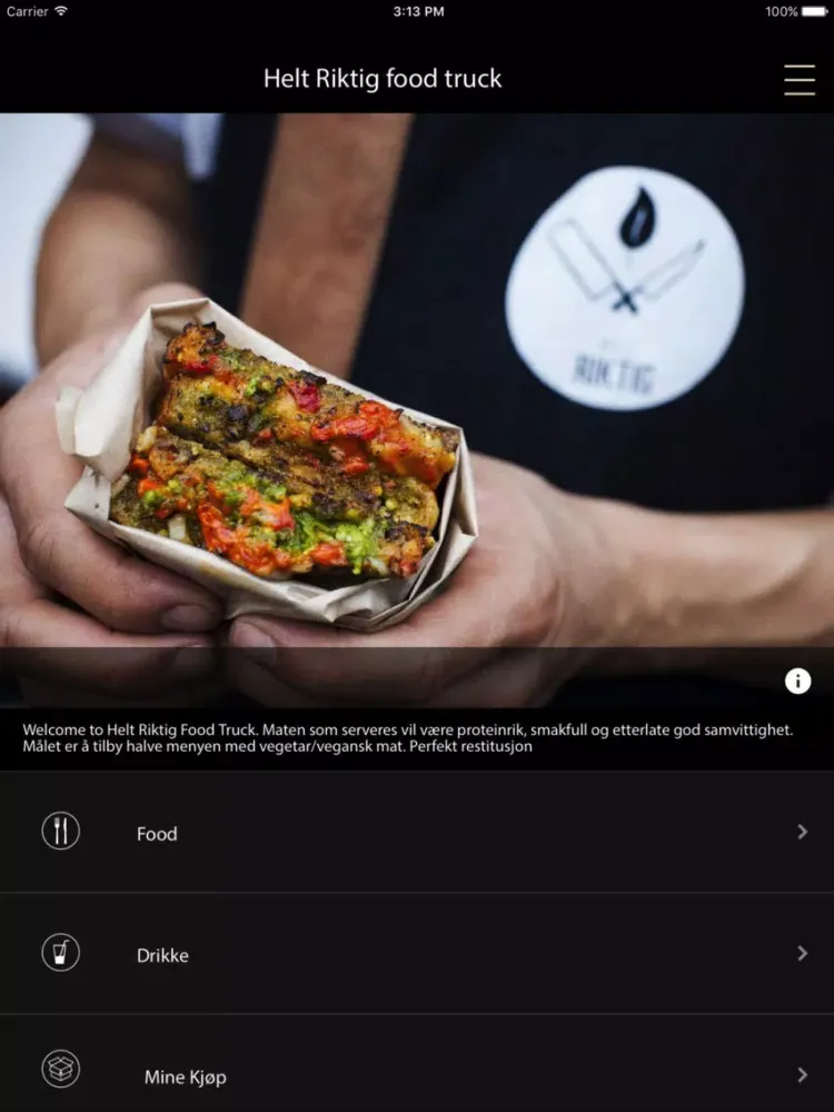Capturas de tela do Helt Riktig food truck iPad 