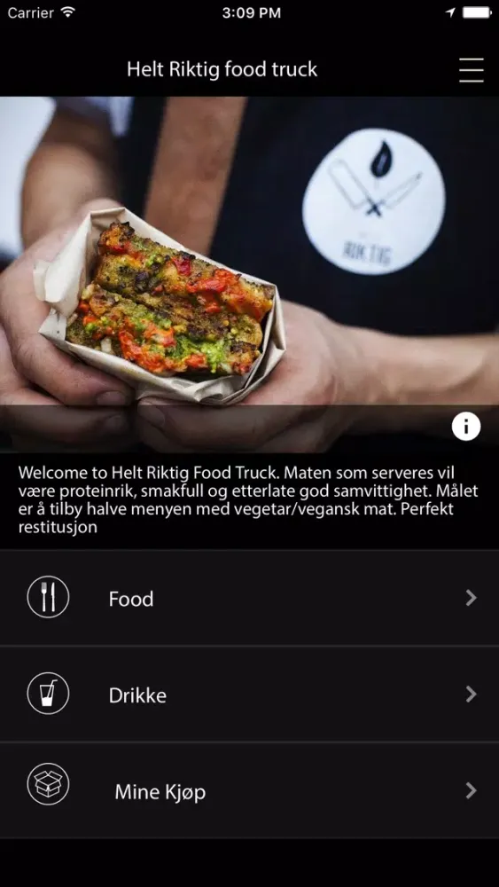 Capturas de tela do Helt Riktig food truck