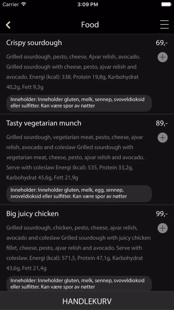 Capturas de tela do Helt Riktig food truck