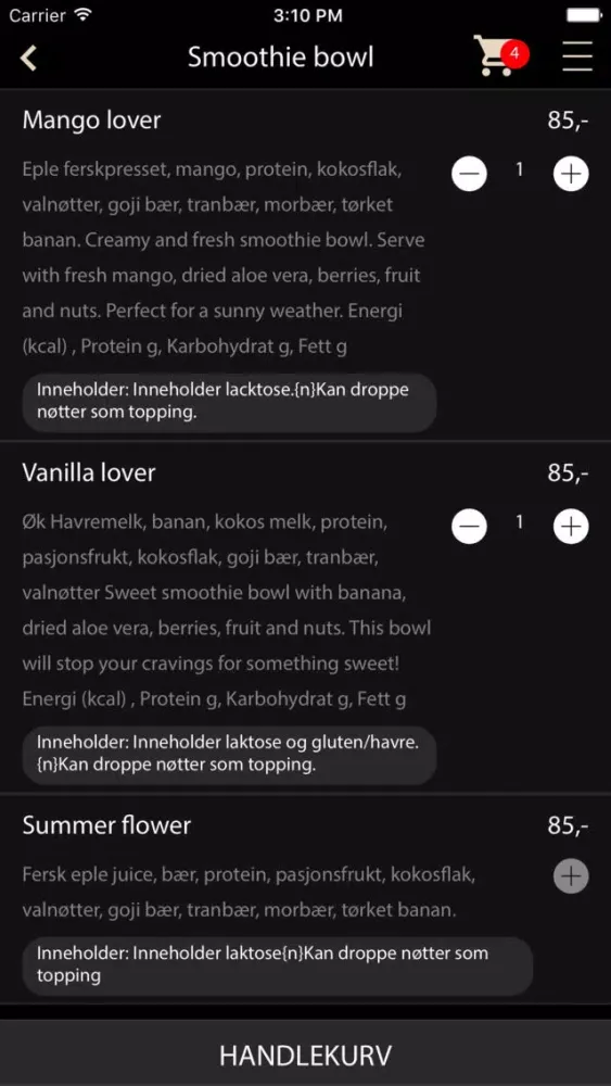 Capturas de tela do Helt Riktig food truck