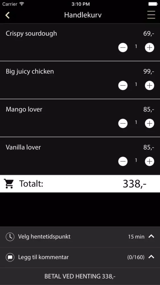Capturas de tela do Helt Riktig food truck