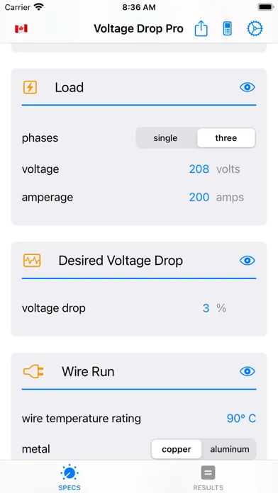 Voltage Drop Pro سکرین شاٹس