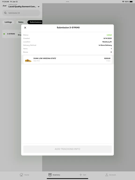 Zrzuty ekranu Sneaker Consign iPad 