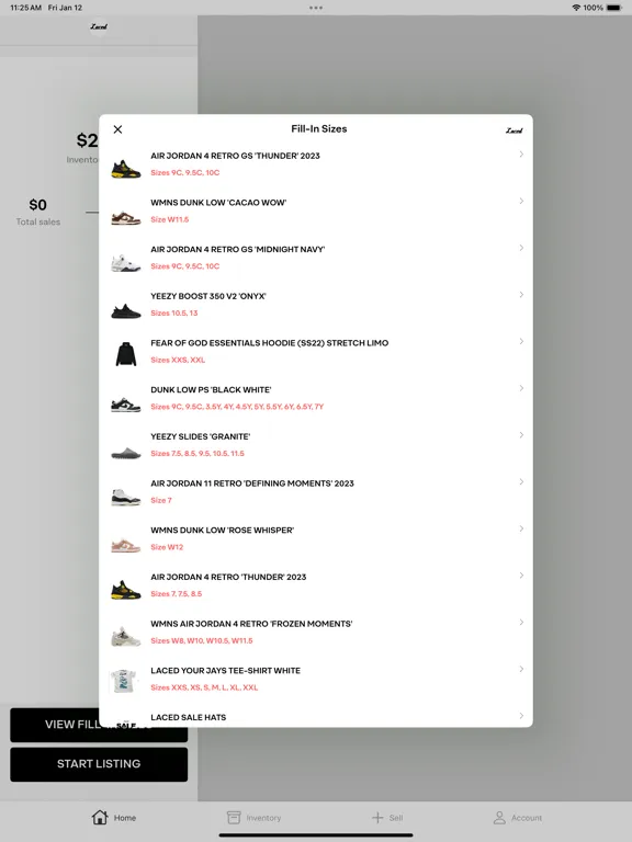 Zrzuty ekranu Sneaker Consign iPad 