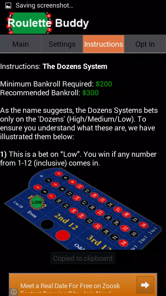 Ảnh chụp màn hình của Roulette Buddy Strategy