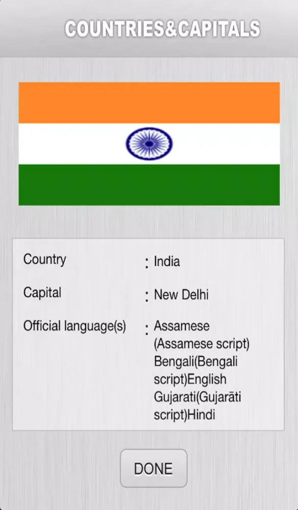 Ảnh chụp màn hình của Countries and Capitals
