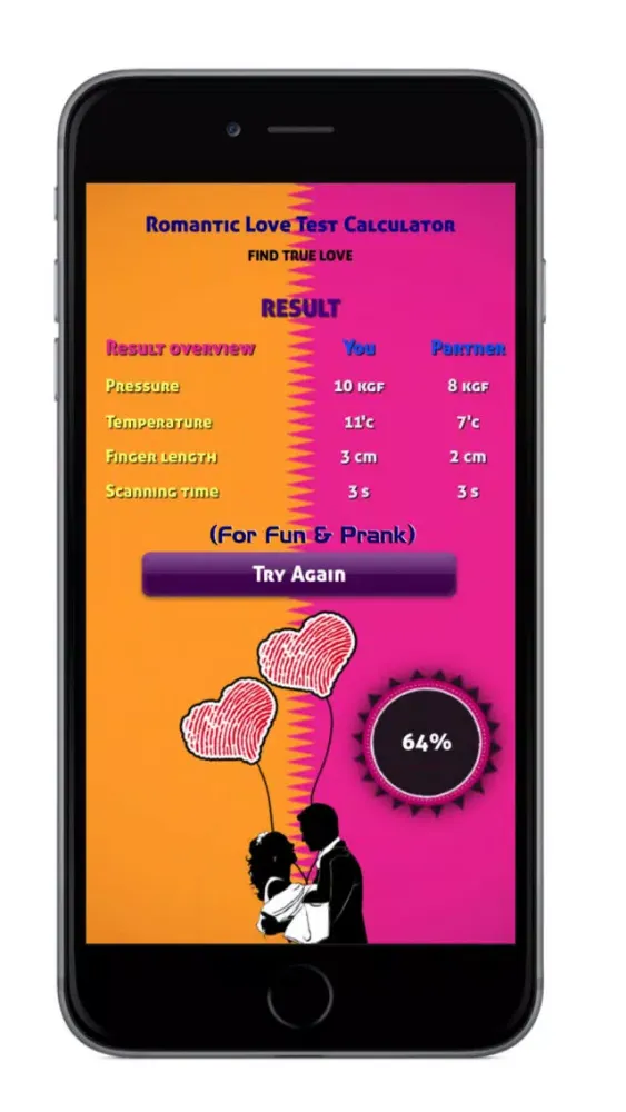 Captures d'écran de Romantic Love Test Calculator - Prank