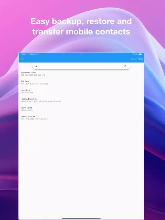Contacts Backup: Sync Cloud iPad  Screenshots