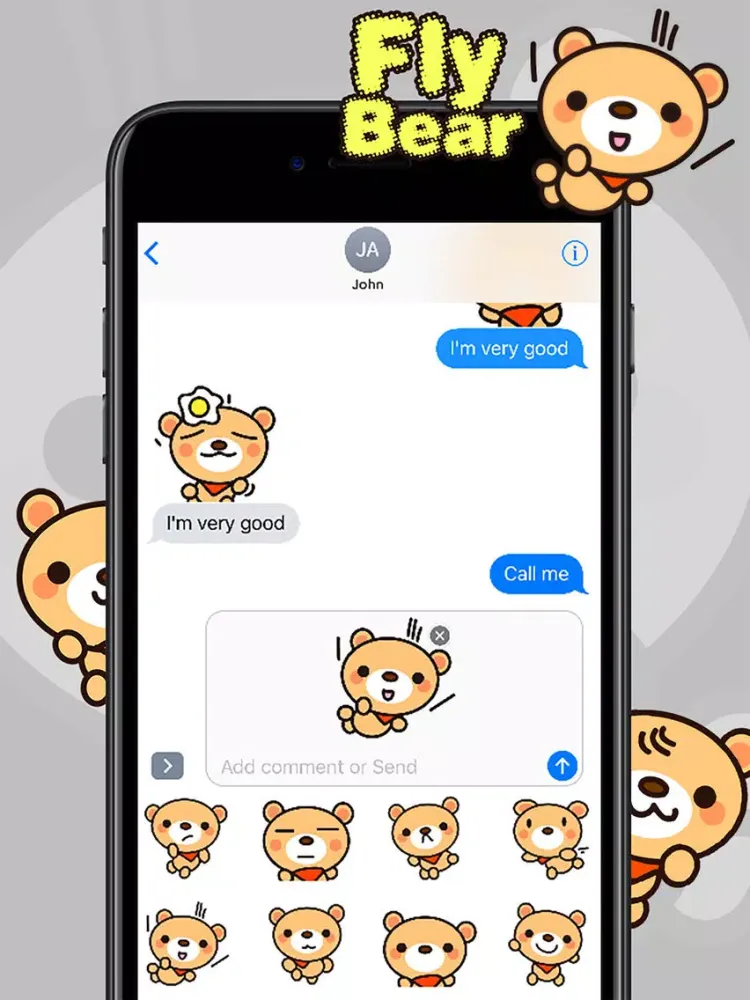 صور Fly Bear Sticker - Cute & Emotional Stickers iPad 