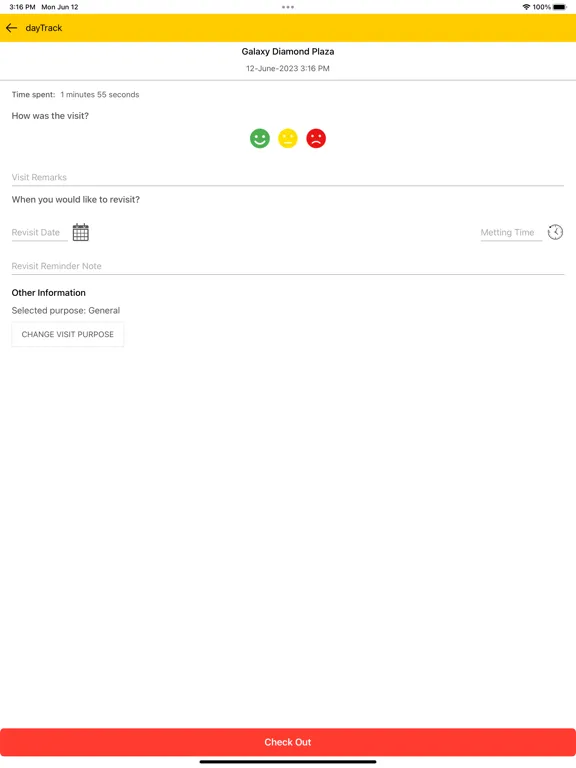 Tangkapan skrin dayTrack Field Activity App iPad 