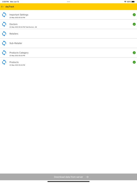 Tangkapan skrin dayTrack Field Activity App iPad 