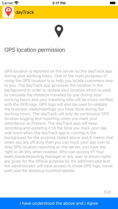 Tangkapan skrin dayTrack Field Activity App