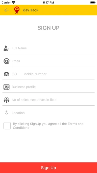 Tangkapan skrin dayTrack Field Activity App