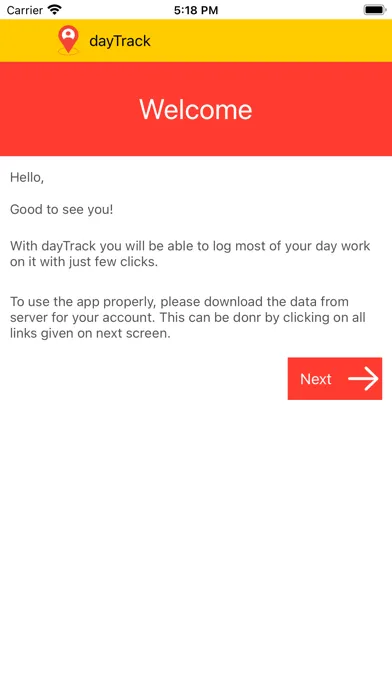 Tangkapan skrin dayTrack Field Activity App