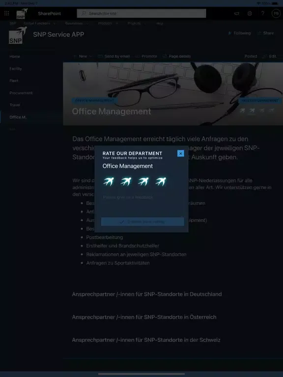SNP Service iPad  Screenshots