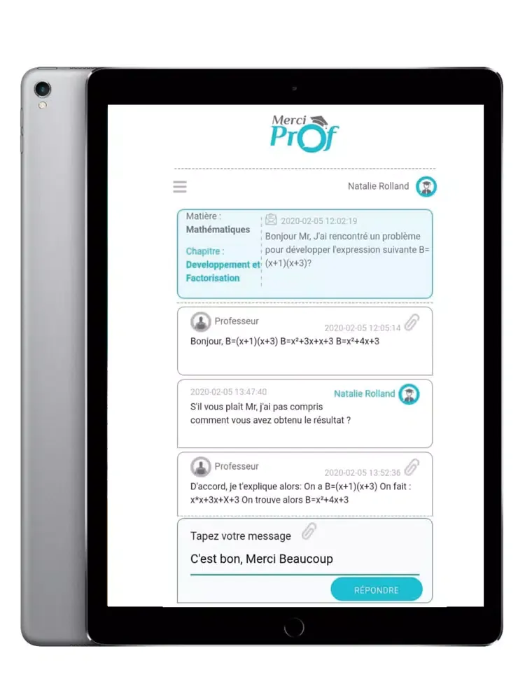 Ảnh chụp màn hình của MerciProf Élève iPad 