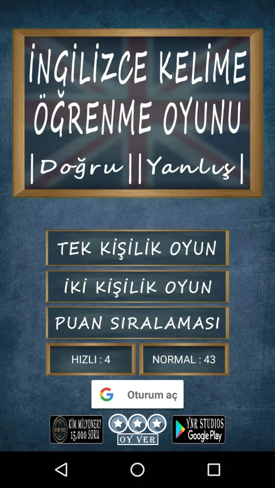 Capturas de tela do İngilizce Kelime Oyunu