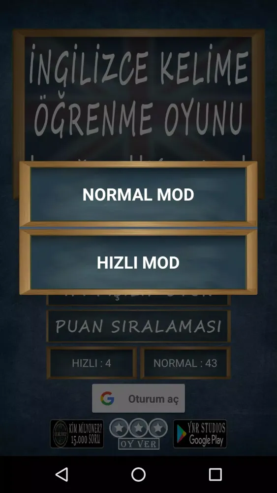 Capturas de tela do İngilizce Kelime Oyunu