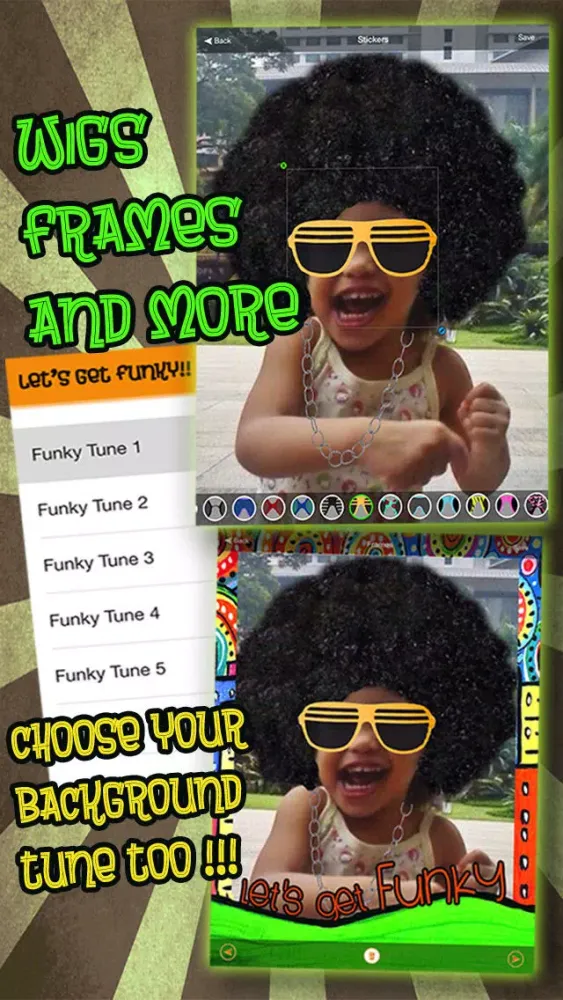 Funkify Photo Booth - FREE Fun Funky Wigs, Stickers, and Frames 스크린샷