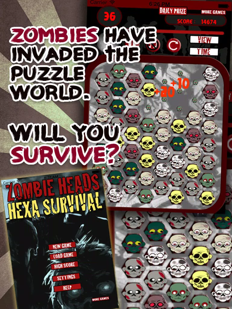 Zombie Hexa Heads Survival Puzzle iPad  Screenshots