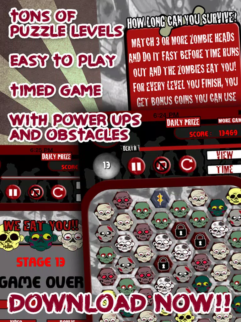 Zombie Hexa Heads Survival Puzzle iPad  Screenshots