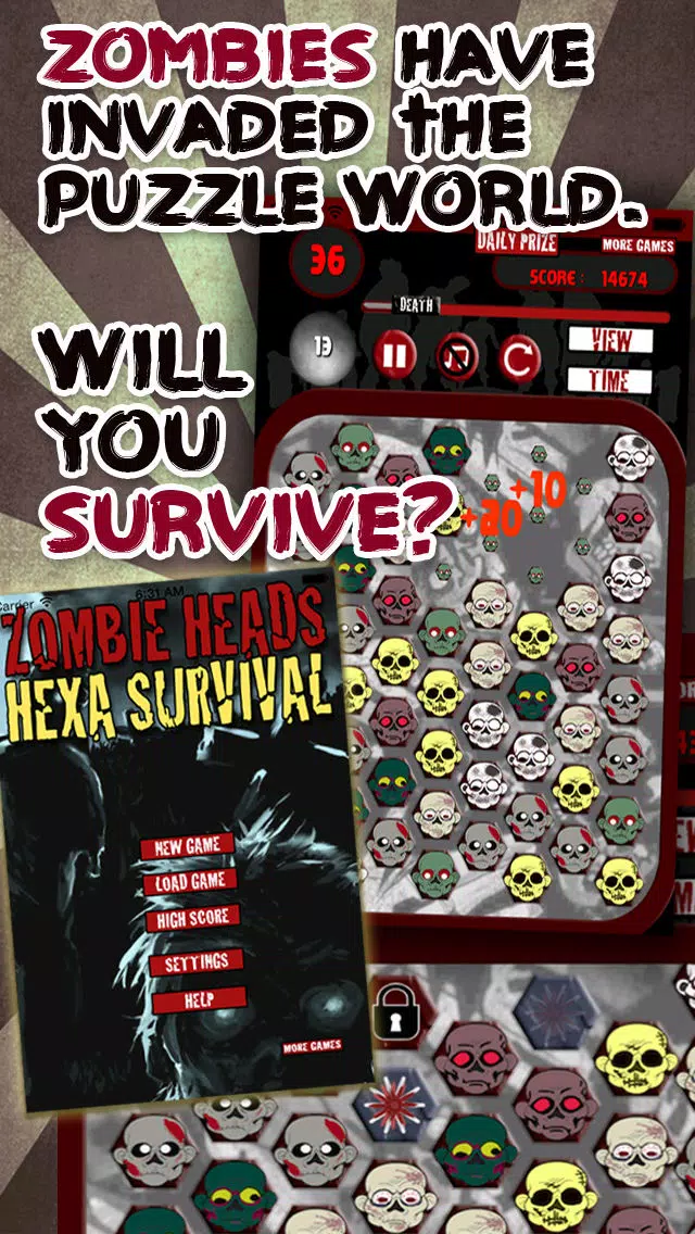 Zombie Hexa Heads Survival Puzzle Screenshots