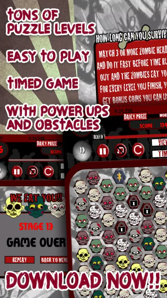 Capturas de tela do Zombie Hexa Heads Survival Puzzle