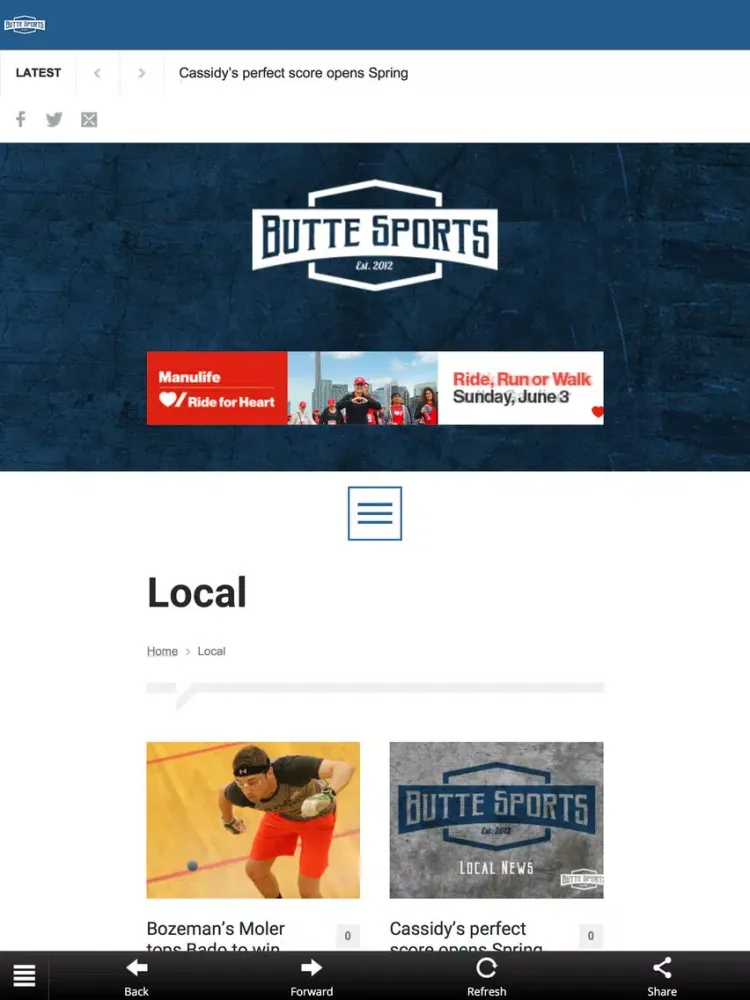 Zrzuty ekranu ButteSports iPad