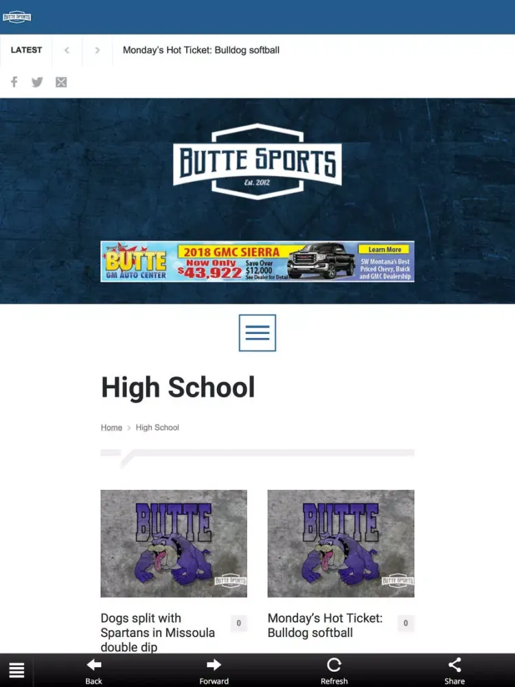 Zrzuty ekranu ButteSports iPad