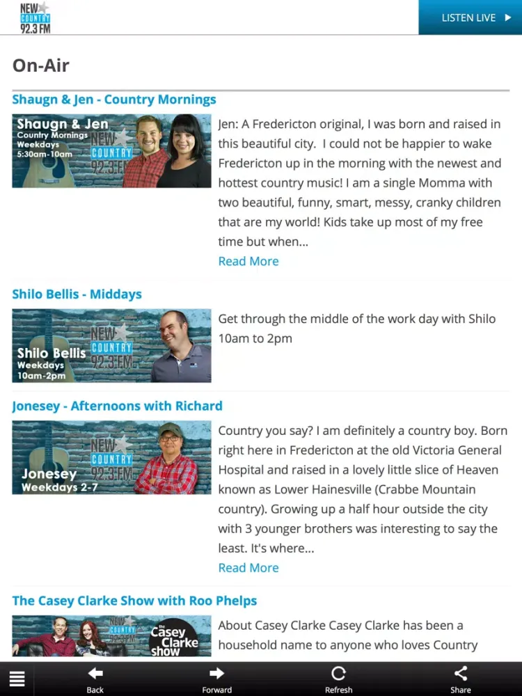 Ảnh chụp màn hình của New Country 92.3 iPad 