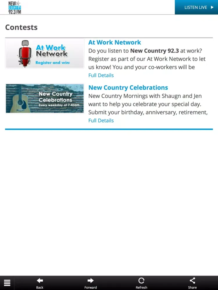 Ảnh chụp màn hình của New Country 92.3 iPad 