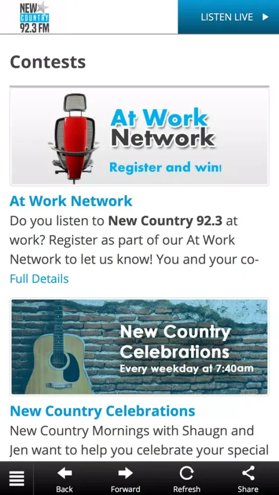 Ảnh chụp màn hình của New Country 92.3