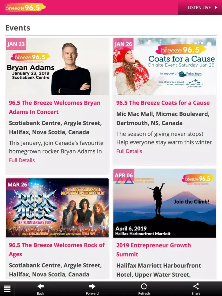 96.5 The Breeze iPad  스크린샷