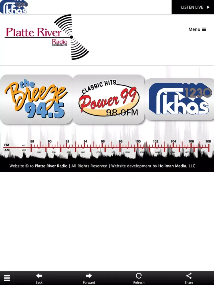 Capturas de tela do Platte River Radio iPad 
