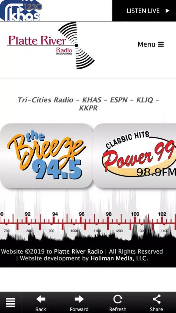 Capturas de tela do Platte River Radio