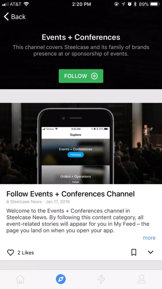 Screenshot di Steelcase News