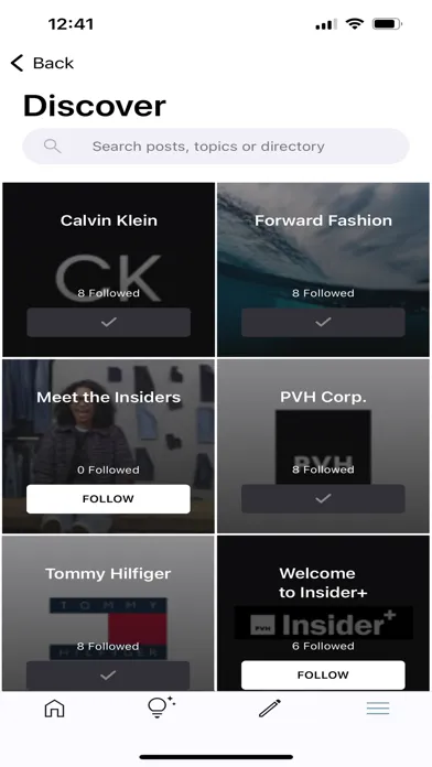Capturas de tela do PVH Insider+