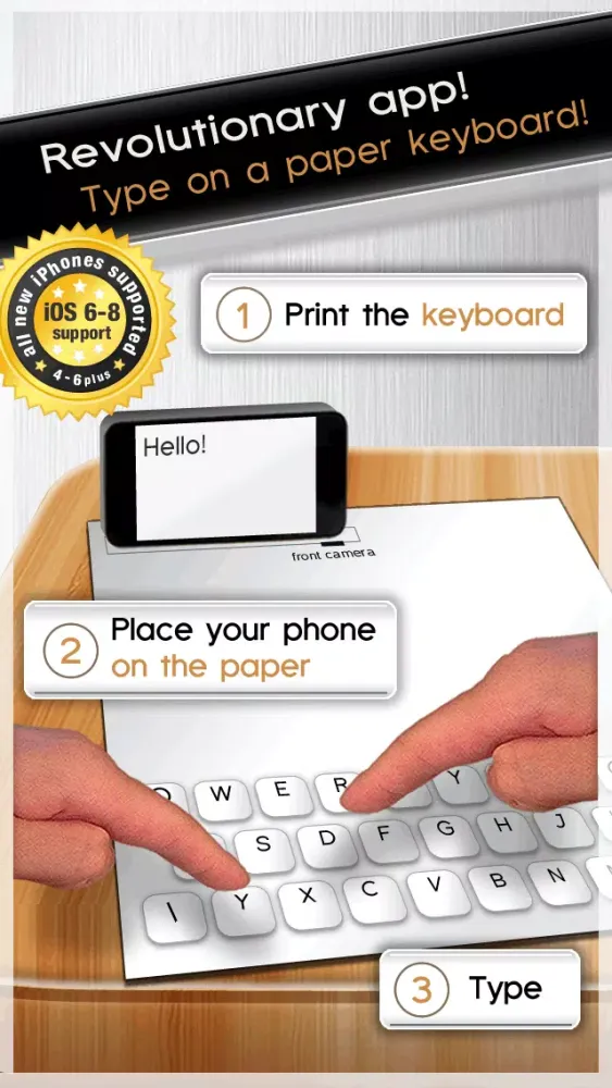 Ảnh chụp màn hình của Paper Keyboard - Fast typing and playing with an alternative printed projector keypad